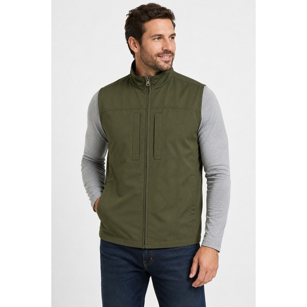 NWT SeV Scottevest TEC Green Full Zip Travel Vest Mens Large Olive Drab Utility